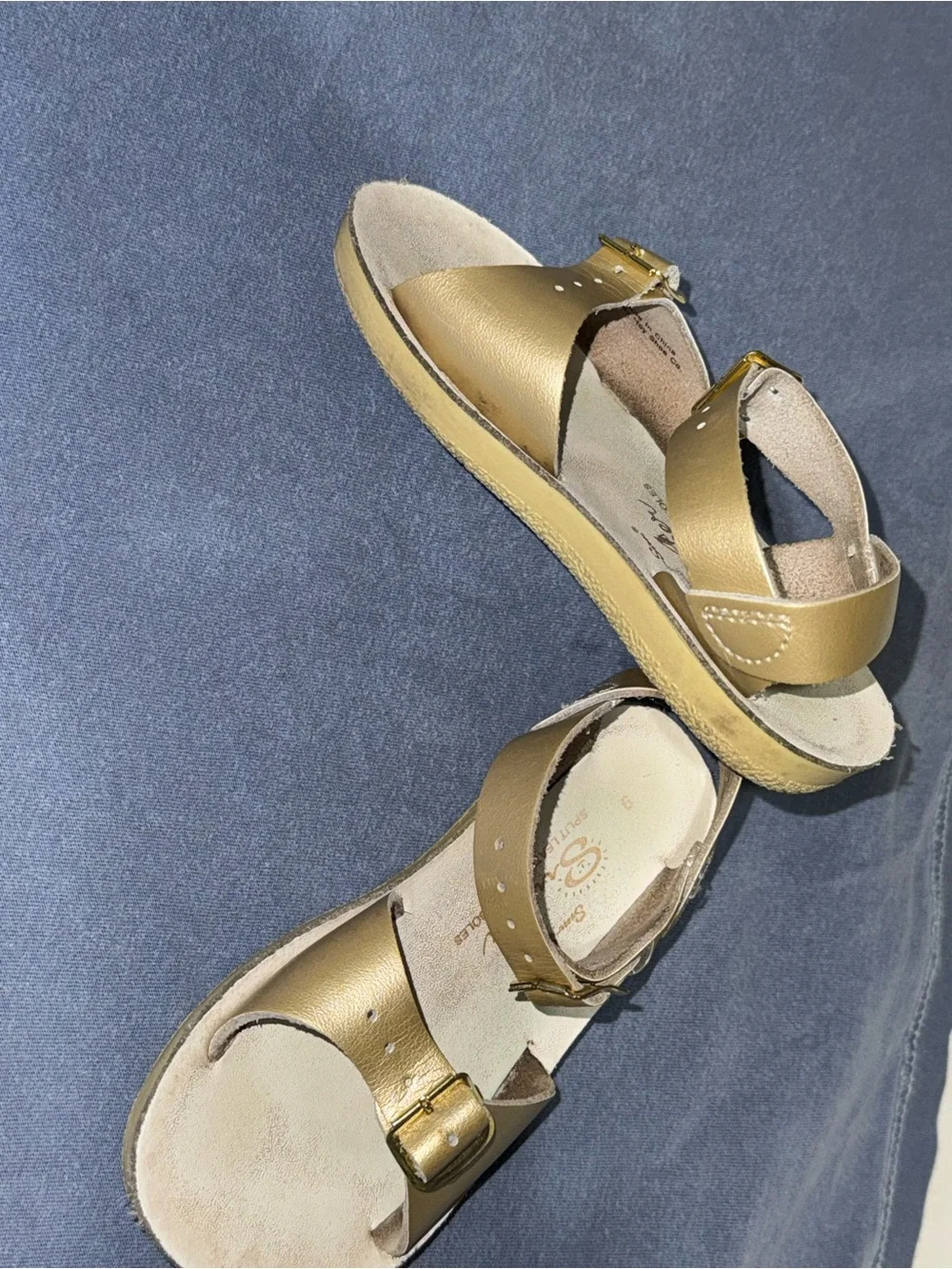 Salt Water Sandals by Hoy Girls Gold Metallic Buckle Sandals